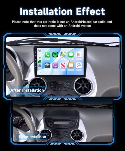 Rimoody Autoradio pour Ford Ka 2008-2014 Sans Fil Carplay Android Auto You-Tube DSP EQ Vi-Link Bluetooth FM/RDS Radio, 9 Pouces Écran Tactile Autoradio avec Mirror Link USB/AUX/MIC SWC Caméra de Recul