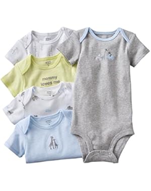 Carter's Blue Giraffe 5 Pack Bodysuits 12 Months