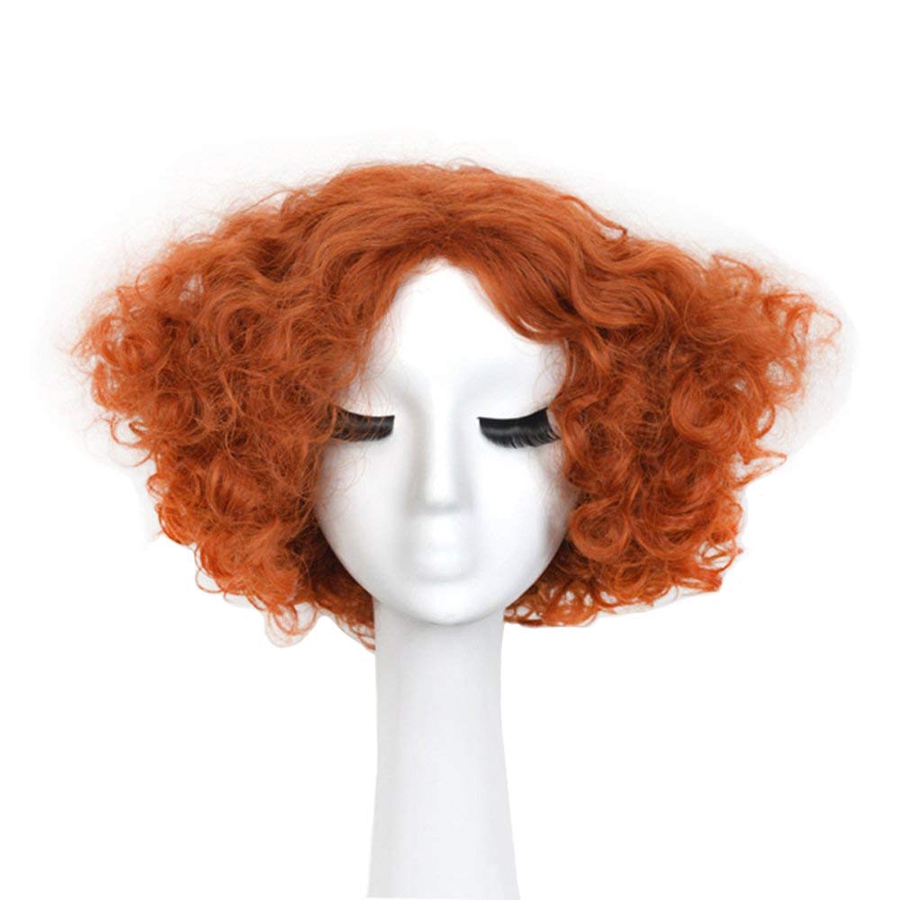Photo 1 of yuehong Adult Short Curly Orange Wig Curly Red Role Anime Party Wig Heat Resistant Synthetic Fibers Fluffy Durable Breathable Costumes Hair