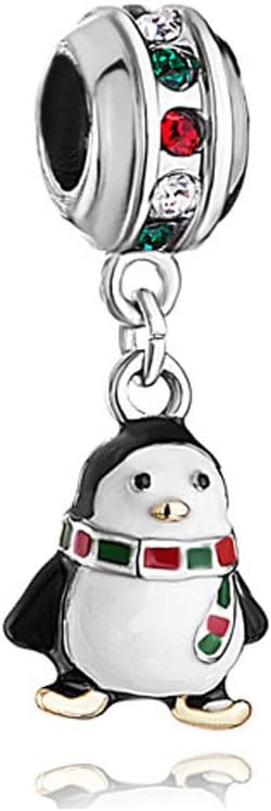LuckyClover Jewellery Penguin Charm Red Green Birthstone Charm Fit Pandora Charm Bracelets