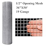36inx50ft 1/2 in 19gauge Hardware Cloth Galvanized Welded Cage Wire Mesh Rolls Square Chicken Wire Netting Raised Garden Beds Rabbit Fence Snake Fencing Rodent Animals Weasel Gopher Moles Raccoons