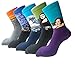 Pack of 5 Mens Fashionable Colorful Pattern Design Soft Cotton Socks (Size 5-10)