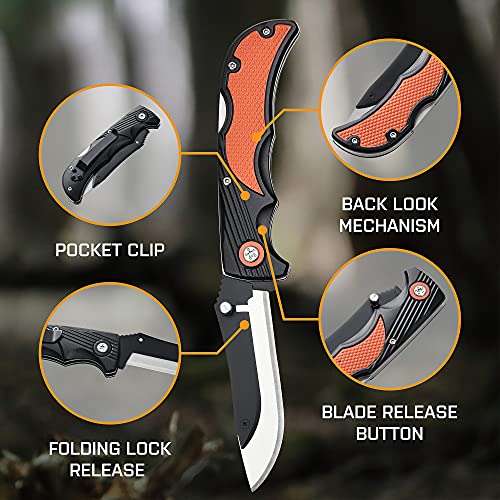 LANCERGEAR Hunting Knife Pocket Knife Folding Knife, 3.5 inch, Nonslip