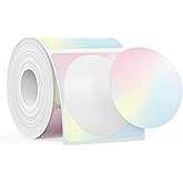 SUPVAN T50M Series Label Maker Tape, Round Size Φ 2'' 140 Labels/Roll Genuine Laminated Thermal Label Tape Refill, Waterproof Oilproof Highly Adhesive Auto Detect Labels, Black on Gradient Multicolor