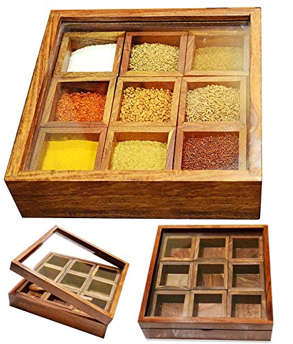 Handmade Masala Box /Dabba/Lock Spice Rack Container, Utility Box / Hand Crafted Spice Box Gift your Valentine's on Special Day / Christmas by Affaires W-40191
