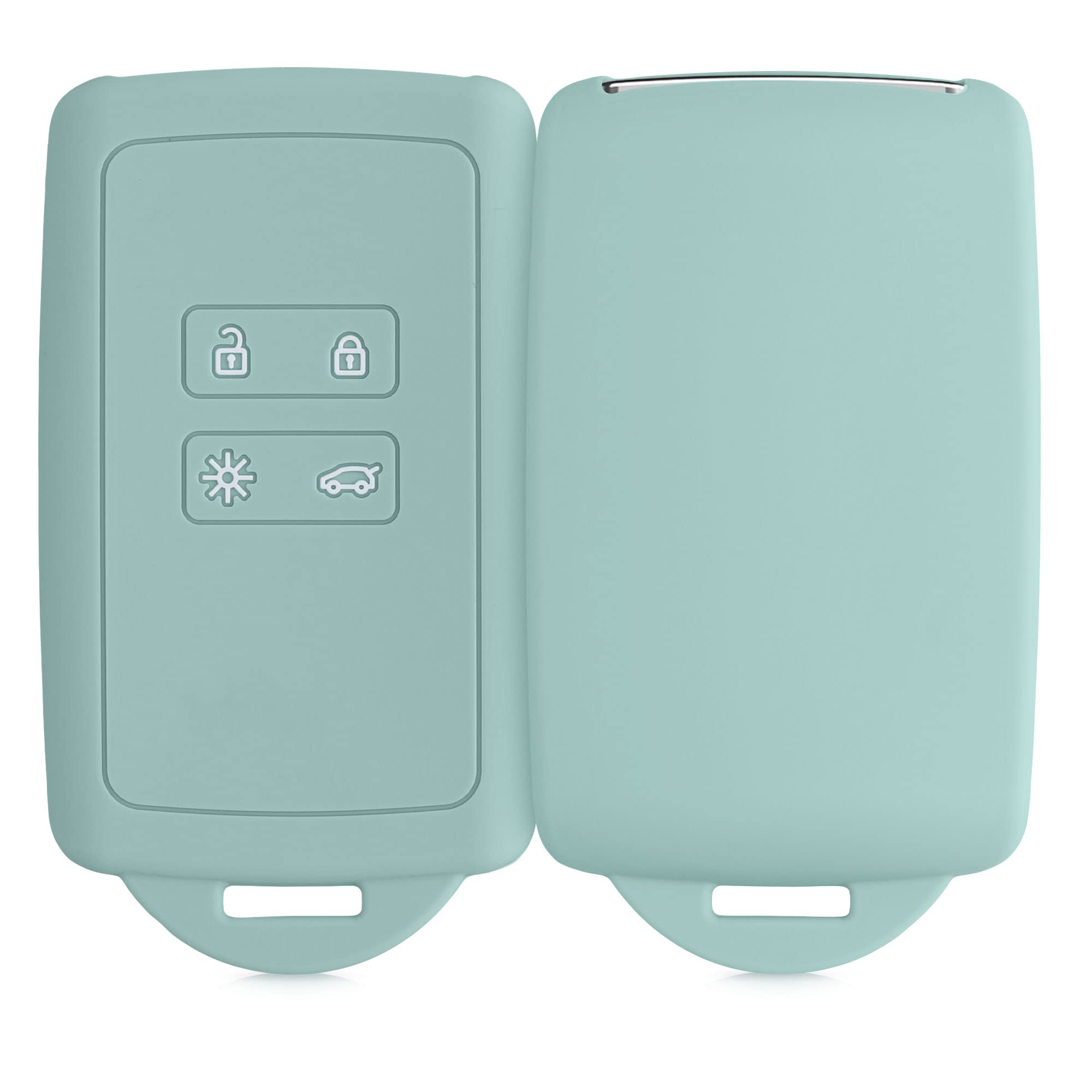 kwmobile Car Key Accessory Compatible with Renault Smart Key 4-Button (Keyless Go Only) - Soft Silicone Case with Key Fob Tip - Ice Mint