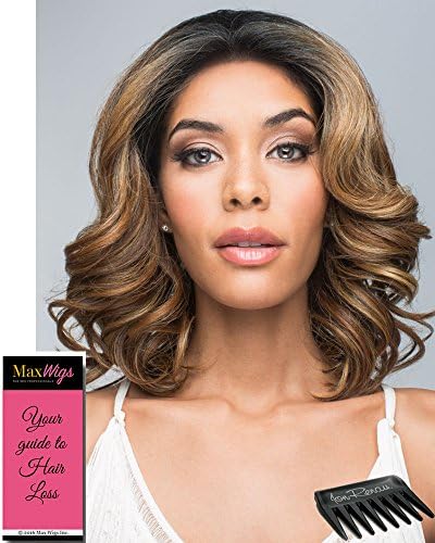 Passion Wig Color BLONDE AMBITION Revlon Sexy Loose Curls African American Womens Heat Friendly Synthetic Lace Front Shoulder Length Bundle with Wig Comb, Maxwigs Hairloss Booklet