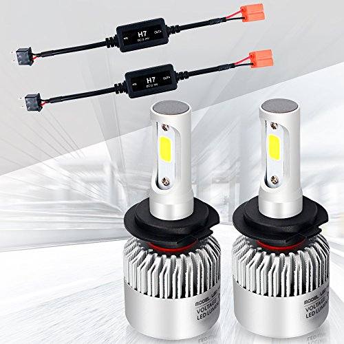 H7 Led Headlight Bulbs 16000LM 6500K + 1Pair DECODER for Audi Benz BMW Hyundai Jaguar Kia Land Rover Mini Porsche Volkswagen Volvo Mazda Subaru Smart Fortwo Lincoln Saab Chevrolet Ford Mazda