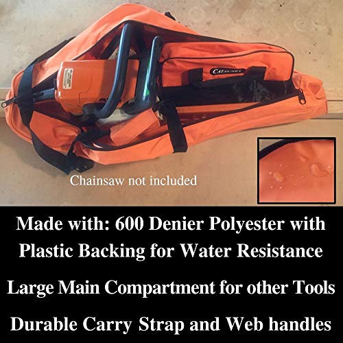 Cataumet Chainsaw Sharpener Kit and Chainsaw Carrying Case Bag Includes 3 Round Files Sizes 5/32" 3/16" 7/32" 3 Guide Handles Stump Vise Felling Wedge Flat File Depth Gauge Multi Wrench Tool Bag