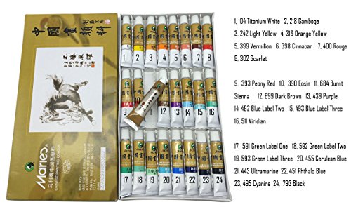 Easyou Marie's Chinese Painting Color Tubes Pigment Big Size Watercolor Set 12ml24colors - Thumbnail 6