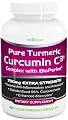 Turmeric Curcumin C3 Complex with BioPerine - 750mg per Capsule, 180 Veg. Caps - Contains Black Pepper (For Superior Absorption and Bio-availability). 95% Standardized Curcuminoids For Maximum Potency