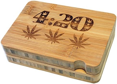 Micro Crusher High Quality Two Piece Megnetic Bamboo Rolling Tray - Leaf Time Design - Item # RT-004