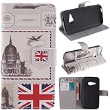 M8 mini Case HTC One Remix wallet Flip Case, HTC One M8 Mini Kickstand Case,Tribe-Tiger Stylish Dandelion Witness Love Series Wallet PU Leather Flip Cover Case,[Stand Built-In Card Slots Feature] Flip Folio Case Cover for for HTC One Remix(UK Flag)