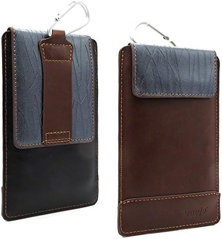 Coffee/Black Universal Matte Retro HOOk&amp;LOOP Premium Leather Belt Loop Case Holster Carrying Bag Pouch With Metal Buckle Out Size 15.5x9.5 CM,for iPhone 6 ,iPhone 6S