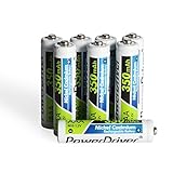 PowerDriver 350mAh AAA Rechargeable NiCD Ni-CD Batteries for Toys Flashlights Solar Lamp Lights Radio Calculator Headset Pre-charged (8)