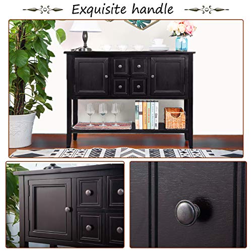 image for Wood Console Sofa Table with Storage Drawers and Bottom Shelf, WeYoung