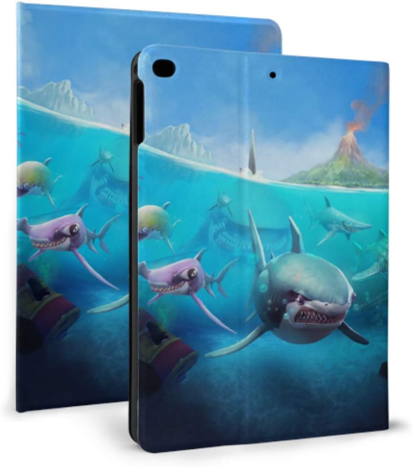 Ipad Kids Protective Case Hungry Shark World X iOS Android Shark Tablet Ipad Case for Ipad Mini 4/Mini 5/2018 6th/2017 5th/air/air 2 with Auto Wake/Sleep Magnetic Funny Ipad Case