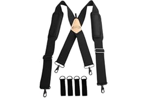 MELOTOUGH Tool Belt Suspenders Work Belt Suspenders Flexible Adjustable Straps with Moveable Padded Shoulders with 4 Loop Attachments