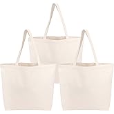 Segarty Blank Canvas Tote Bags, 3 Pack 18x15 Reusable Bags for Women, Durable Shoulder Bag Aesthetic with Natural Cotton Cloth, Canvas Tote for DIY, Gift, Grocery, Beach, Travel