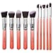 ACEVIVI Professional 10pcs Premium Synthetic Kabuki Makeup Brush Set Foundation Blending Cosmetic Brushes Essential Kit Pink + Silver