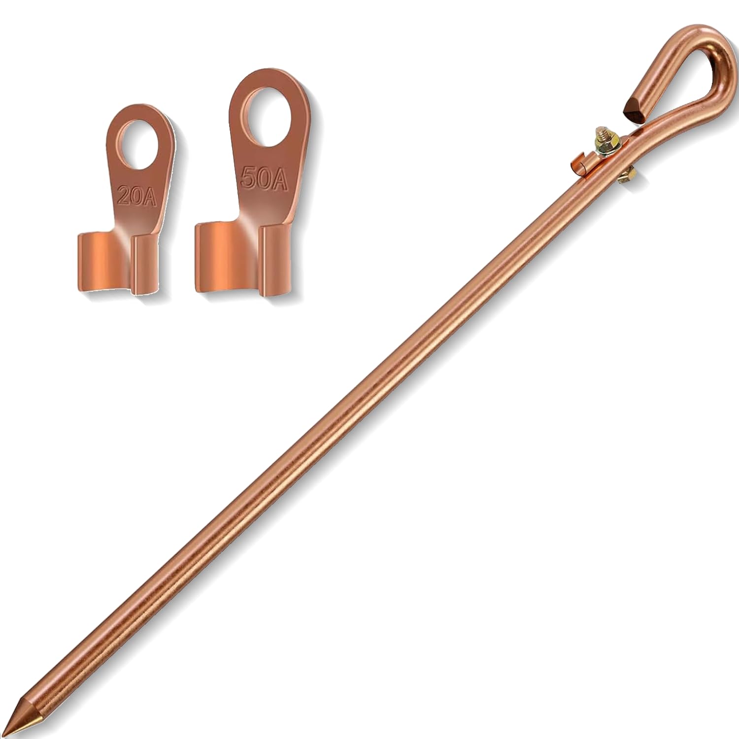 Photo 1 of Generator grounding kit with 6ft Female Ground Cord,grounding rod for generator,Grounding Wire with Crocodile Clip for Electric Fences,Antennas (17.4 inch Ground Rod)