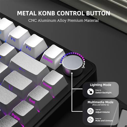 AJAZZ x ATTACK SHARK X85 Mechanical Keyboard, 75% Wireless Gaming Keyboard with Button, 5-Layer Padding, Side Printed PBT Keycap, BT5.1/2.4GHz/USB-C, Hot-Swap Linear Switch, RGB, for PC, Mac