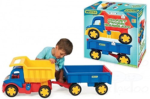 Wader 65100 - Gigant Truck, großer Kipper mit Anhänger, LKW bis 150 kg belastbar, Gesamtlänge ca. 107 cm, ab 12 Monaten, ideal als Geschenk für kreatives Spielen – Bild 4