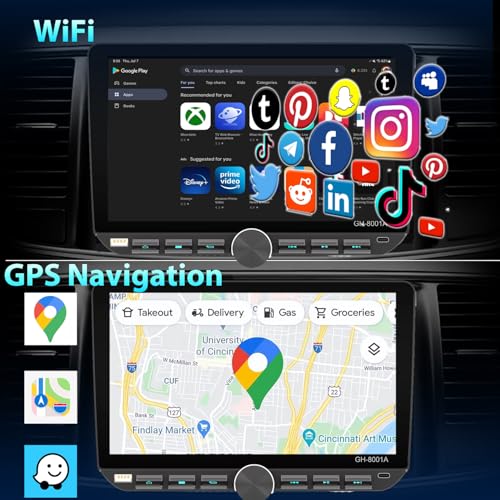 Alondy 1 DIN Android 14 (4G+64G) Car Radio with Screen (10.1") Compatible with Wireless Apple Carplay Android Auto Radio AM/FM RDS Bluetooth Navi GPS WiFi Type-C USB Mirror Link