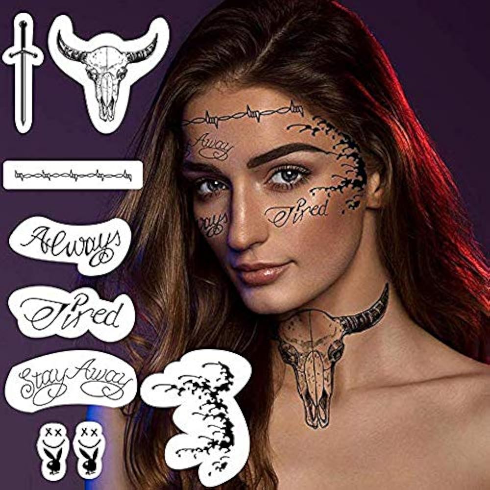 malone tattoo halloween costume temporary tattoos pack face parties huge perfect stencil teens adults grill cool throat grills fake body malone tattoo halloween costume temporary tattoos pack face parties huge perfect stencil teens adults grill cool throat grills fake body