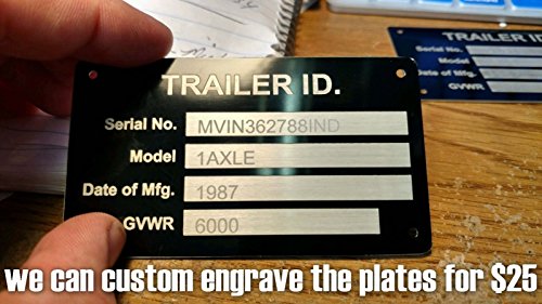 Aluminum Trailer ID Replacement Tag Vin Plate Serial GVWR Medical Blank Black - Thumbnail 6