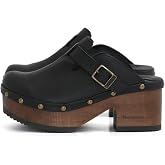 Kebba - Donna - Handmade Platform Clogs with Genuine Leather, Adjustable Buckle, and Leather Insole for Comfort