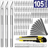 105 Pcs Exacto Knife Upgrade Precision Carving Craft Knife Hobby Knife Exacto Knife Kit 100 Spare Exacto Knife Blades