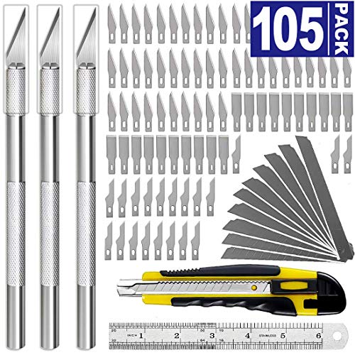 105 Pcs Exacto Knife Upgrade Precision Carving Craft Knife Hobby Knife Exacto Knife Kit 100 Spare Exacto Knife Blades
