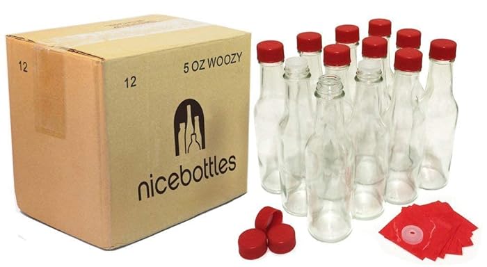 Image 2 - Hot Sauce Bottles with Red Caps & Shrink Bands, 5 Oz - Case of 12
