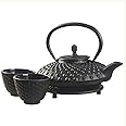 M.V. Trading New Star International T8100 Cast Iron Mocha Tea Set with Trivet, 27 oz, Black