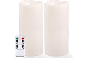 NURADA Large Outdoor Flameless Candles 12" x 5" - Waterproof LED Pillar Flickering Candle Battery Operated with Timer Remote Control for Patio Porch Lanterns Decor - Long Lasting Set of 2