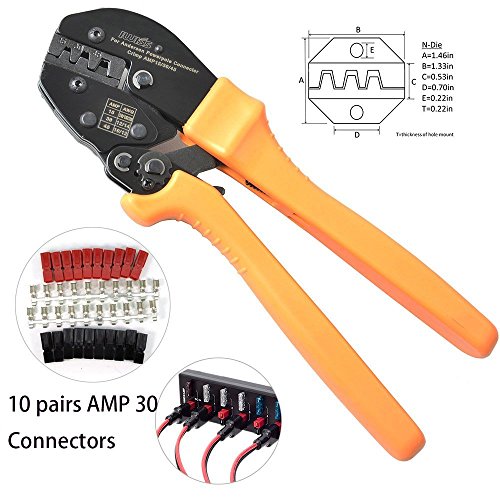 UPC 709619251482, IWISS Ratcheting Wire Crimping Tool for Powerpole for 15,30 and 45 Amp Connectors of Anderson Power AWG 10-20 with FREE 10PCS 30 AMP Connector