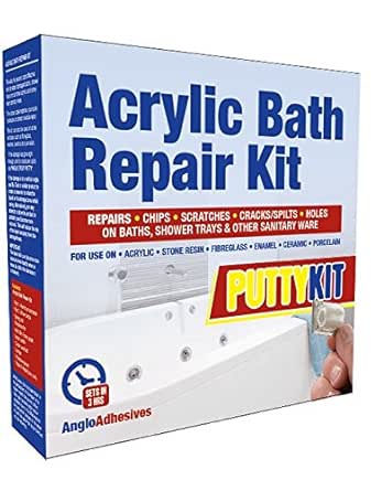ACRYLIC BATH REPAIR KIT + PUTTY - REPAIRS CRACKS, SPLITS, HOLES, CHIPS ...