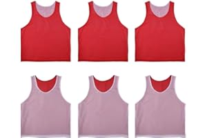 RE-HUO 6 PCS Reversible Pinnies Basketball Soccer Training Vest Double Sided Mesh Jerseys for Adult