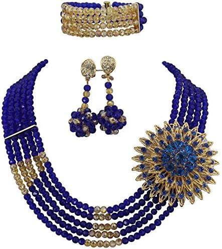 Ellenjewelry Royal Blue African Beads Jewelry Sets Nigerian Wedding Jewelry Sets(C-1191)