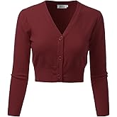 danibe Women's 3/4 Sleeve Soft Open Front Cropped Sweater Cardigan (S-XXL)