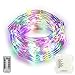 LOENDE Indoor Fairy Starry String Lights,34ft 100 LED 4AA Flexible Silver Battery Operated Multi-Color Mini Christmas Decor Lights with Remote & Timer for Thanksgiving, Bedroom,Christmas Tree