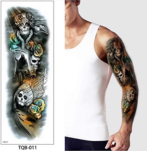 Handaxian 3pcsNew big arm tattoo stickers rose peony pattern tattoo stickers waterproof