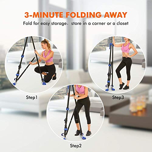 Hurbo Vertical Climber Home Gym Exercise Folding Climbing Machine Exercise Bike for Home Body Trainer Stepper Cardio Workout Training Non-Stick Grips Legs Arms Abs Calf (Black Blue) - Thumbnail 7