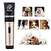 Maxshop Dog Cat Clippers, Low Noise Rechargeable Cordless Animal Clippers - Professional Pet Grooming Clippers Kit with Scissor, Comb and Detachable Blades(gold)