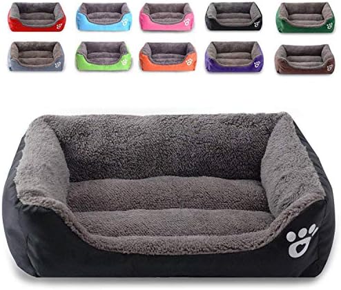 FRISTONE Warm Dog Bed, Washable Soft Hardwearing Basket Pet Bed (L: 21"x15"x5" (54x38x13cm), Black)