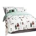 BuLuTu Siberia Forest Theme Cotton US Queen Kids Bedding Collections(1 Duvet Cover 2 Pillow Shams) White Reversible Full Quilt Bedding Sets with 4 Corner Ties