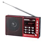 XHDATA D-38 FM Stereo Radio DSP Full Band High-Sensitivity MP3 Digital Audio Player with FM/SW/MW Shortwave Radio(red)