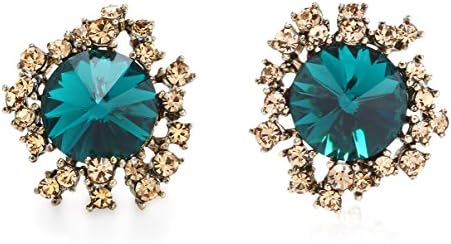 Silver Clover Emerald Green Crystal Stud Earrings