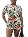 Mojessy Women's Short Sleeve Print 2 Pieces Outfit Crop Top+Shorts Set Rompers X-Large